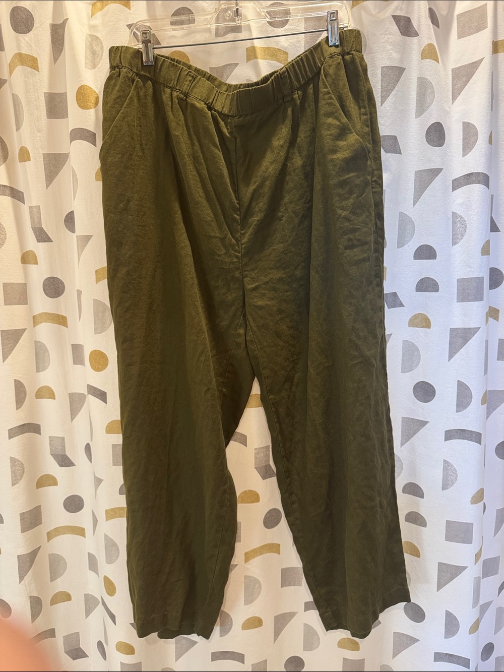 Quince Olive Green European Linen pull on pants